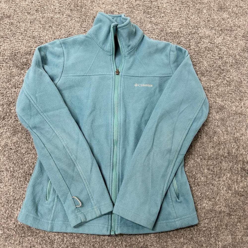 Columbia Fleece Jacket Womens Size XS Teal Blue Full Zip Interchange Mock Neck
